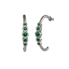 Minimal 5 Taşlı Küpe - Yeşil kuvars 18 ayar beyaz altın küpe #1tmcmby