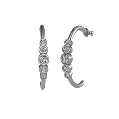 Minimal 5 Taşlı Küpe - Beyaz zirkon ve swarovski 14 ayar beyaz altın küpe #1tyfrhi