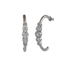 Minimal 5 Taşlı Küpe - Beyaz zirkon, swarovski ve pırlanta 8 ayar beyaz altın küpe (0.08 karat) #1ue8kex