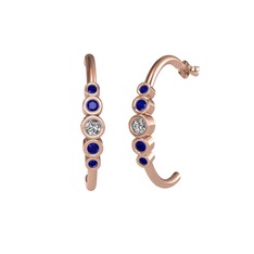 Swarovski ve lab safir 14 ayar rose altın küpe