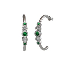 Yeşil kuvars ve swarovski 18 ayar beyaz altın küpe