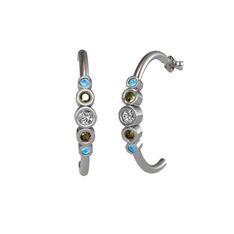 Swarovski, peridot ve akuamarin 18 ayar beyaz altın küpe