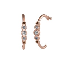 Swarovski, pırlanta ve dumanlı kuvars 8 ayar rose altın küpe (0.08 karat)