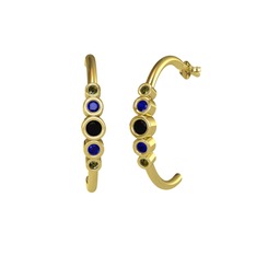 Minimal 5 Taşlı Küpe - Siyah zirkon, lab safir ve peridot 14 ayar altın küpe #3s58oi