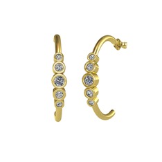 Minimal 5 Taşlı Küpe - Pırlanta, beyaz zirkon ve swarovski 18 ayar altın küpe (0.12 karat) #5d5gxv