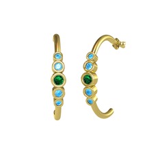 Minimal 5 Taşlı Küpe - Yeşil kuvars ve akuamarin 925 ayar altın kaplama gümüş küpe #69ay6e