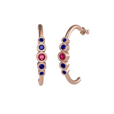 Rodolit garnet ve lab safir 8 ayar rose altın küpe