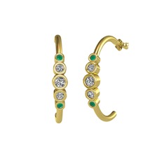 Swarovski, beyaz zirkon ve kök zümrüt 14 ayar altın küpe