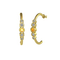 Minimal 5 Taşlı Küpe - Sitrin, beyaz zirkon ve swarovski 925 ayar altın kaplama gümüş küpe #dcy6wl
