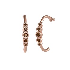 Minimal 5 Taşlı Küpe - Dumanlı kuvars 8 ayar rose altın küpe #fz626f