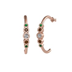 Minimal 5 Taşlı Küpe - Swarovski, dumanlı kuvars ve yeşil kuvars 925 ayar rose altın kaplama gümüş küpe #gz9bt4