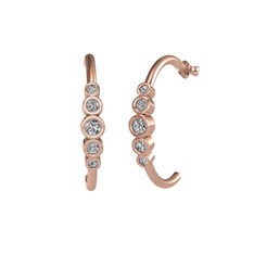 Minimal 5 Taşlı Küpe - Beyaz zirkon 14 ayar rose altın küpe #kwzlhp