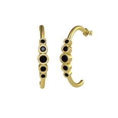 Minimal 5 Taşlı Küpe - Siyah zirkon 925 ayar altın kaplama gümüş küpe #kygnb3