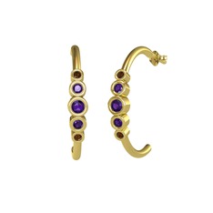 Ametist ve dumanlı kuvars 925 ayar altın kaplama gümüş küpe