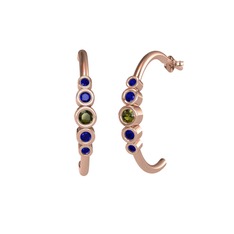 Minimal 5 Taşlı Küpe - Peridot ve lab safir 14 ayar rose altın küpe #ti2wk6