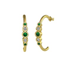 Minimal 5 Taşlı Küpe - Yeşil kuvars ve swarovski 18 ayar altın küpe #u7x0o9