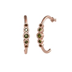 Peridot ve dumanlı kuvars 18 ayar rose altın küpe