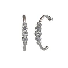 Minimal 5 Taşlı Küpe - Beyaz zirkon, pırlanta ve swarovski 14 ayar beyaz altın küpe (0.08 karat) #x0s90x