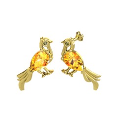 Guguk Kuşu Küpe - Sitrin ve peridot 925 ayar altın kaplama gümüş küpe #150vvfo