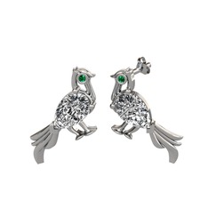 Guguk Kuşu Küpe - Swarovski ve yeşil kuvars 925 ayar gümüş küpe #15m96by