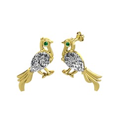 Swarovski ve yeşil kuvars 18 ayar altın küpe