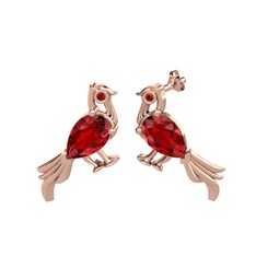 Guguk Kuşu Küpe - Garnet 18 ayar rose altın küpe #1hlk1rs