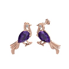 Guguk Kuşu Küpe - Ametist ve swarovski 14 ayar rose altın küpe #31cqyr