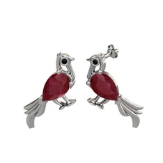 Kök yakut ve siyah zirkon 925 ayar gümüş küpe