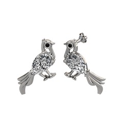 Swarovski ve siyah zirkon 925 ayar gümüş küpe