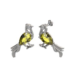 Peridot ve swarovski 925 ayar gümüş küpe