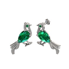 Guguk Kuşu Küpe - Yeşil kuvars 14 ayar beyaz altın küpe #jhlf5q