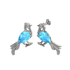 Akuamarin ve swarovski 925 ayar gümüş küpe