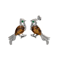 Guguk Kuşu Küpe - Dumanlı kuvars ve yeşil kuvars 925 ayar gümüş küpe #olwx4w