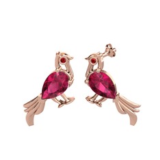 Guguk Kuşu Küpe - Rodolit garnet ve garnet 18 ayar rose altın küpe #rg92yf