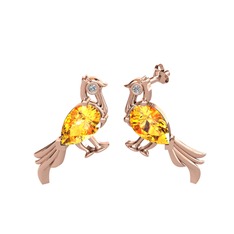 Sitrin ve swarovski 14 ayar rose altın küpe