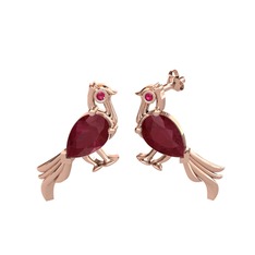 Guguk Kuşu Küpe - Kök yakut ve rodolit garnet 18 ayar rose altın küpe #vbck6l