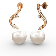 Embla İnci Küpe - Inci ve swarovski 18 ayar rose altın küpe #10i4meh