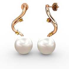 Embla İnci Küpe - Inci ve sitrin 925 ayar rose altın kaplama gümüş küpe #1bvpuev