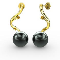 Embla İnci Küpe - Siyah inci ve sitrin 925 ayar altın kaplama gümüş küpe #1o7gskb