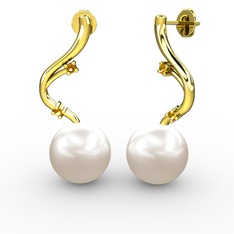 Embla İnci Küpe - Inci ve sitrin 8 ayar altın küpe #ahss0a