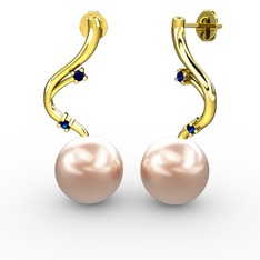 Embla İnci Küpe - Pembe inci ve lab safir 14 ayar altın küpe #c95wl3