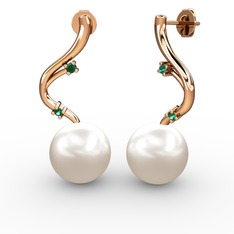 Embla İnci Küpe - Inci ve yeşil kuvars 8 ayar rose altın küpe #kmr5mk