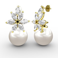 Inci ve swarovski 925 ayar altın kaplama gümüş küpe