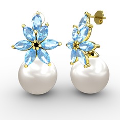 Kar Çiçeği İnci Küpe - Inci ve akuamarin 925 ayar altın kaplama gümüş küpe #gz0hoy
