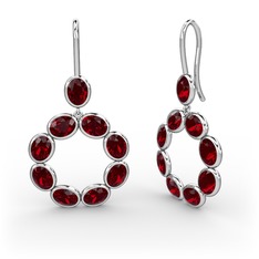 Garnet 18 ayar beyaz altın küpe