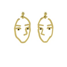Faces Küpe - Siyah zirkon 8 ayar altın küpe #1q3zqs4