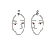 Garnet 14 ayar beyaz altın küpe