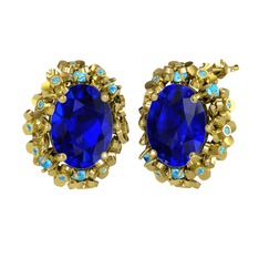 Belka Demet Küpe - Lab safir ve akuamarin 14 ayar altın küpe #11r38v0