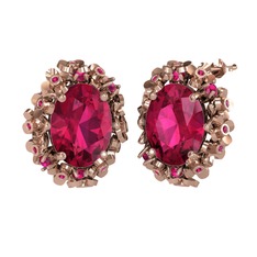 Rodolit garnet 925 ayar rose altın kaplama gümüş küpe