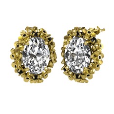 Belka Demet Küpe - Beyaz zirkon ve siyah zirkon 18 ayar altın küpe #12ynz43